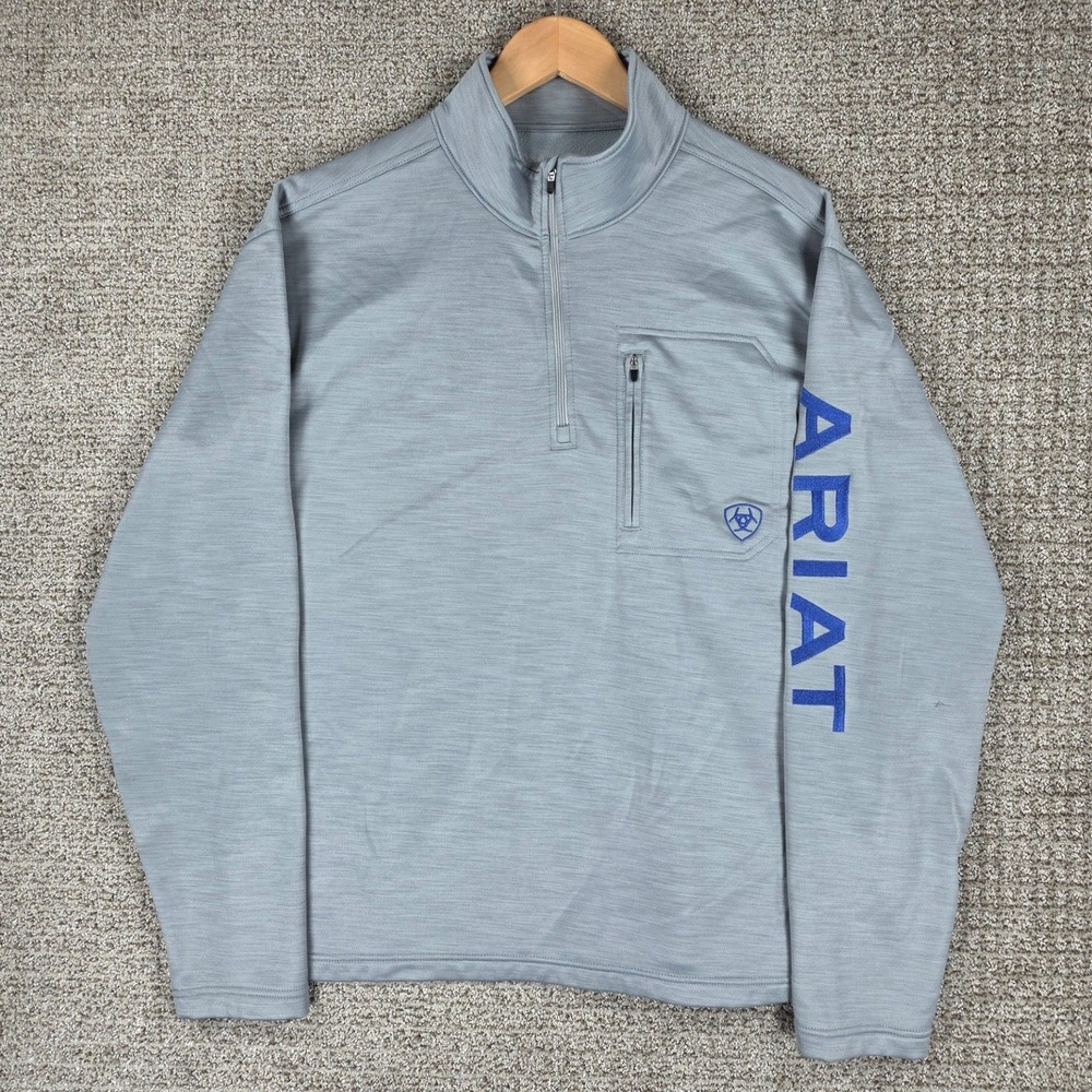 Ariat Mens Gray TEK 1/4 Zip Pullover Sweatshirt Size Large L